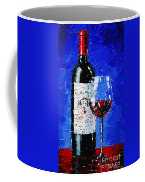 Still Life Coffee Mug featuring the painting Still life with wine bottle and glass 2 by Mona Edulesco