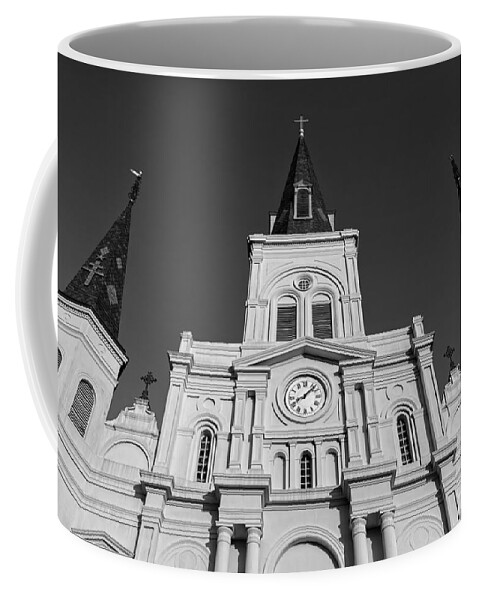 Architect Coffee Mug featuring the photograph Saint Louis Cathedral Spires BW by Jerry Fornarotto
