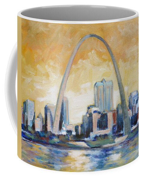 Saint Louis Riverfront Coffee Mug featuring the painting Saint Louis Riverfront by Irek Szelag