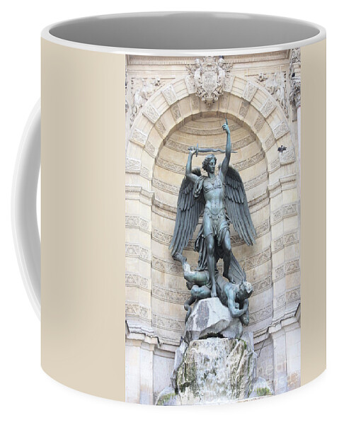 Saint Michael Coffee Mug featuring the photograph Saint Michael the Archangel in Paris by Carol Groenen