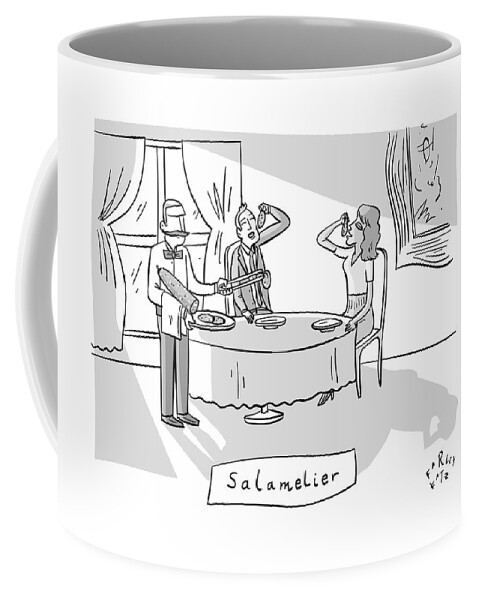 Salamlier -- A Waiter Slices Salami For Two Coffee Mug