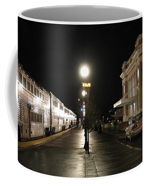 Salem Oregon Coffee Mug featuring the photograph Salem Amtrak Depot at Night by James B Toy