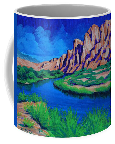Blue Coffee Mug featuring the painting Salt River by Cheryl Fecht