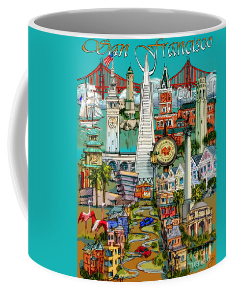 San Francisco Coffee Mug featuring the painting San Francisco illustration by Maria Rabinky