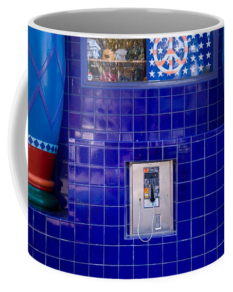 Peace Sign Coffee Mug featuring the photograph San Francisco Pay Phone by David Smith