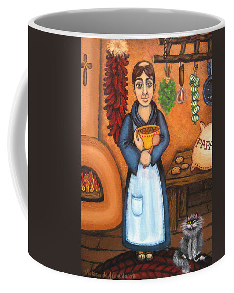 San Pascual Coffee Mug featuring the painting San Pascual BAD KITTY by Victoria De Almeida
