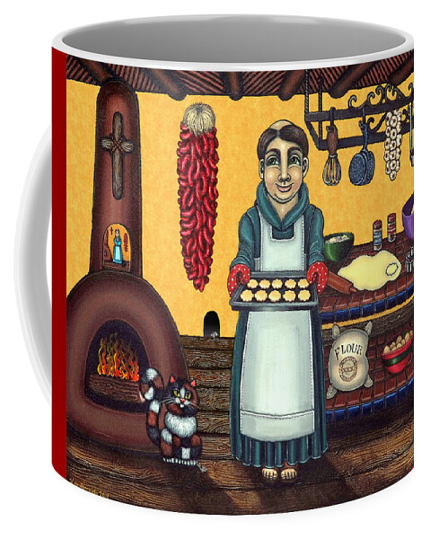 Folk Art Coffee Mug featuring the painting San Pascual Making Biscochitos by Victoria De Almeida