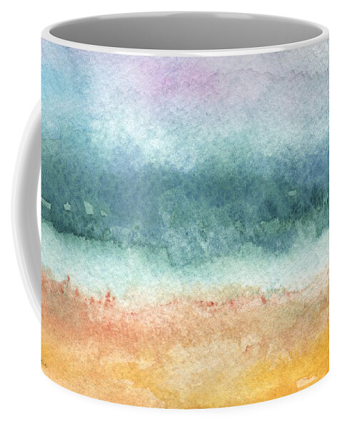 Abstract Coffee Mug featuring the painting Sand and Sea by Linda Woods