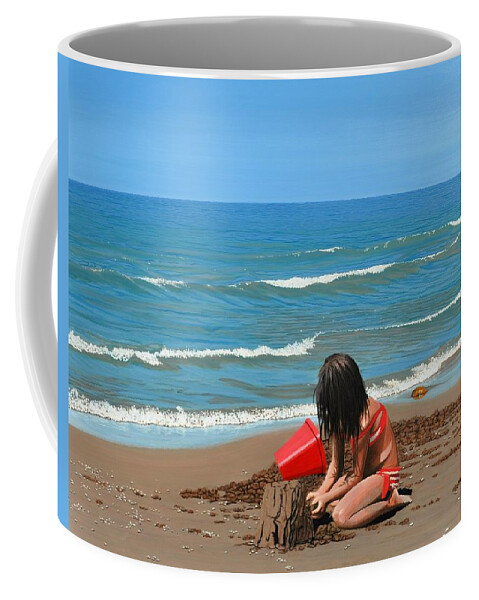Beach Coffee Mug featuring the painting Sand Castles by Kenneth M Kirsch