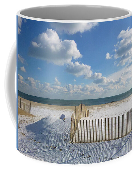 Ocean Grove Coffee Mug featuring the photograph Sand Fence by Ellen Paull