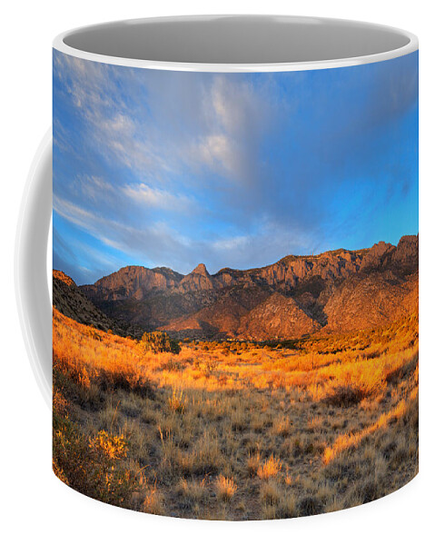 Sandia Crest Coffee Mug featuring the photograph Sandia Crest Sunset by Alan Vance Ley