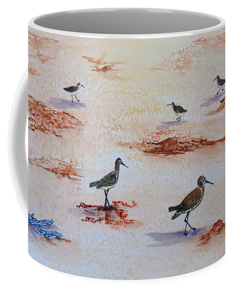 Art Coffee Mug featuring the painting Sandpipers on Sanibel by Ashley Goforth