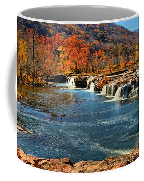 Sandstone Falls Panorama Coffee Mug featuring the photograph Sandstone Falls Panorama by Adam Jewell
