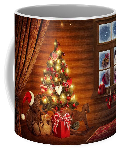 Christmas Coffee Mug featuring the photograph Santa Claus Looking Through Window by Doc Braham