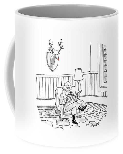 Santa Claus Sits Reading A Newspaper Coffee Mug