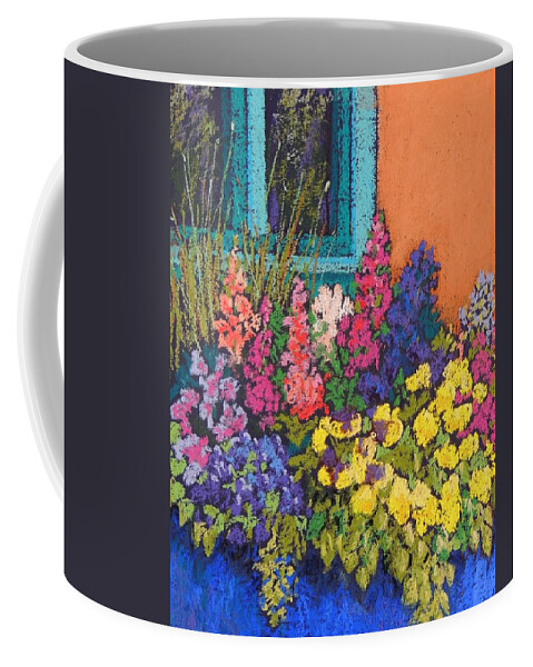 Southwest Landscape Coffee Mug featuring the pastel Santa Fe Flowers by Candy Mayer