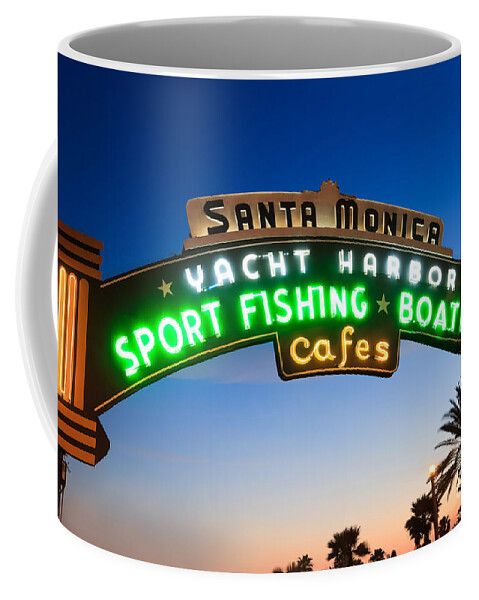 California Coffee Mug featuring the photograph Santa Monica Pier Sign by Paul Velgos