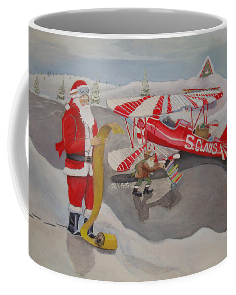 Rick Huotari Coffee Mug featuring the painting Santa's Airport by Rick Huotari