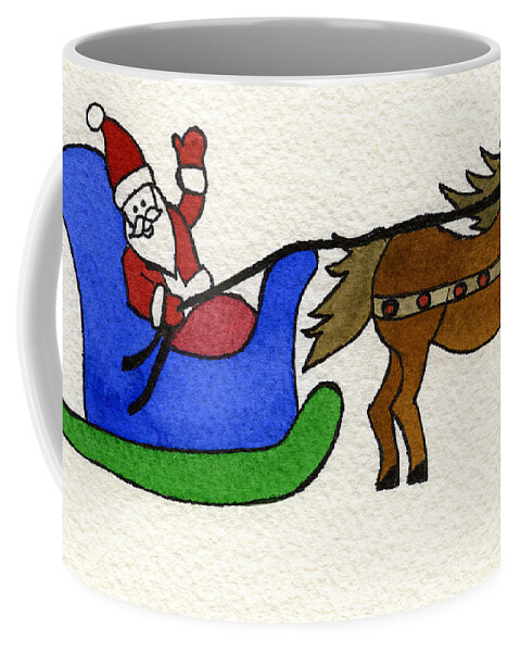 Norma Toons Coffee Mug featuring the painting Santa's Blue Sleigh by Norma Appleton