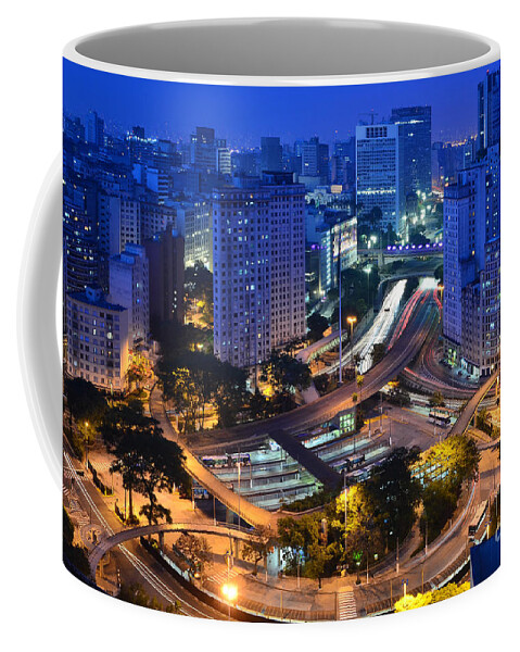 Saopaulo Coffee Mug featuring the photograph Sao Paulo Skyline - Downtown by Carlos Alkmin