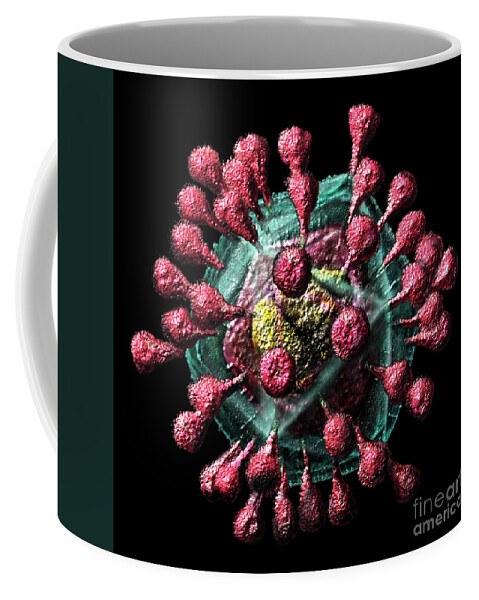 Airborne Coffee Mug featuring the digital art SARS-like Coronavirus #1 by Russell Kightley