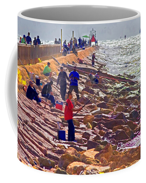 Morning Coffee Mug featuring the photograph Saturday Morning on the Surfside Jetty by Gary Holmes
