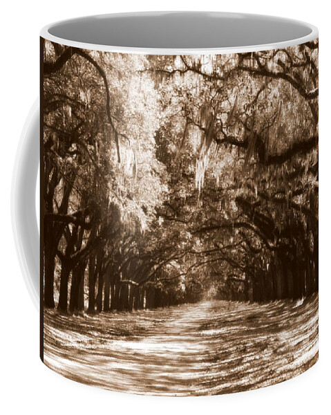 Savannah Coffee Mug featuring the photograph Savannah Sepia - The Old South by Carol Groenen