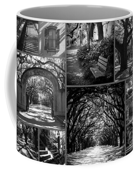 Savannah Coffee Mug featuring the photograph Savannah Shadows Collage by Carol Groenen