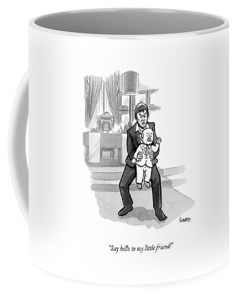 Scarface Holds A Tiny Man In His Hands Coffee Mug