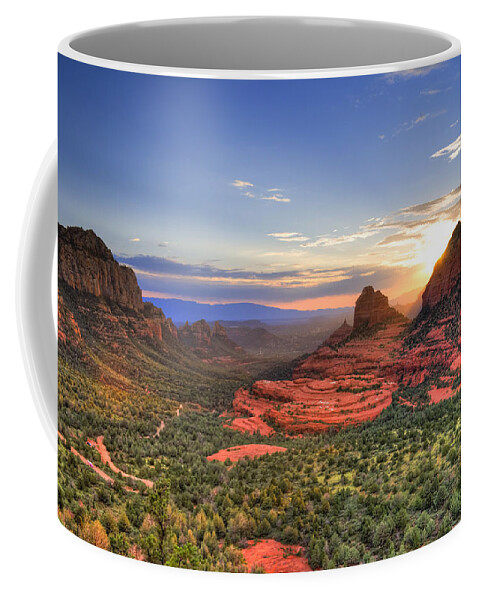 Red Rocks Coffee Mug featuring the photograph Schnebly Hill Sunset by Alexey Stiop
