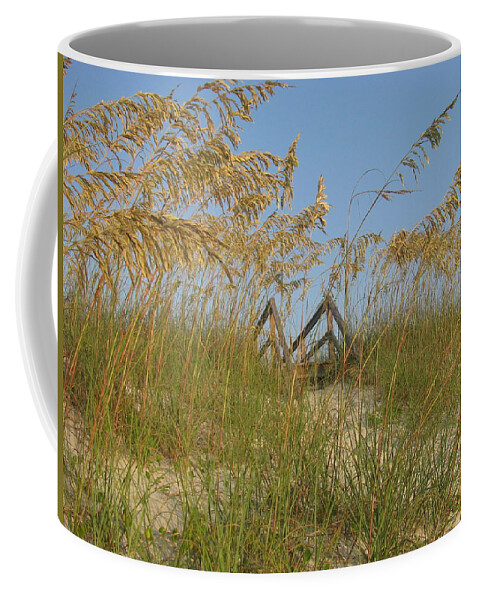 Landscape Coffee Mug featuring the photograph Sea Oats and Steps by Ellen Meakin