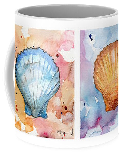 Shore Coffee Mug featuring the painting Sea Shells in Contrast by Sean Parnell