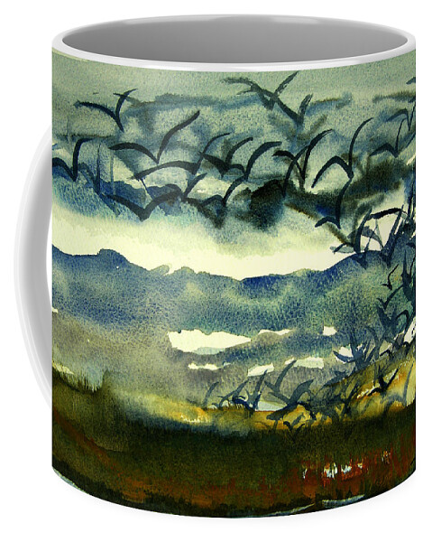 Seabird Paintings Coffee Mug featuring the painting Seabirds rising from the marsh 2-27-15 by Julianne Felton