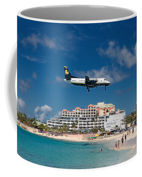 Seaborne Coffee Mug featuring the photograph Seaborne Airlines at St. Maarten by David Gleeson