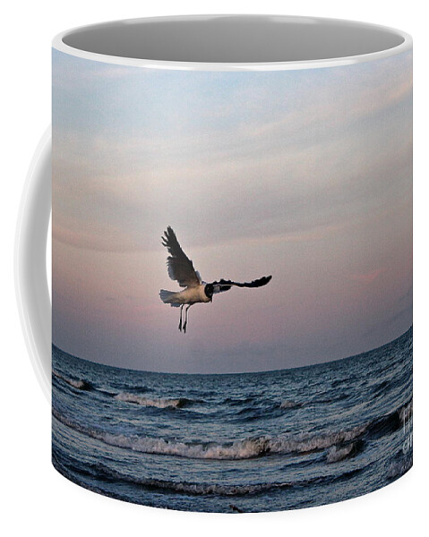 Seascape Coffee Mug featuring the photograph Seagull's Sunset Snatch by IK Hadinger
