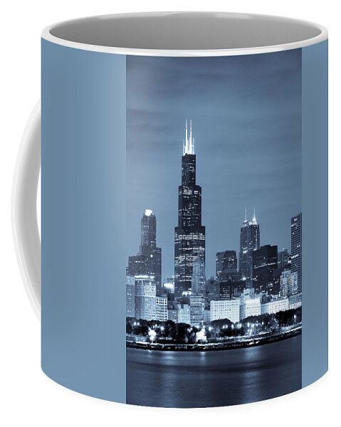Chicago Skyline Coffee Mug featuring the photograph Sears Tower in Blue by Sebastian Musial