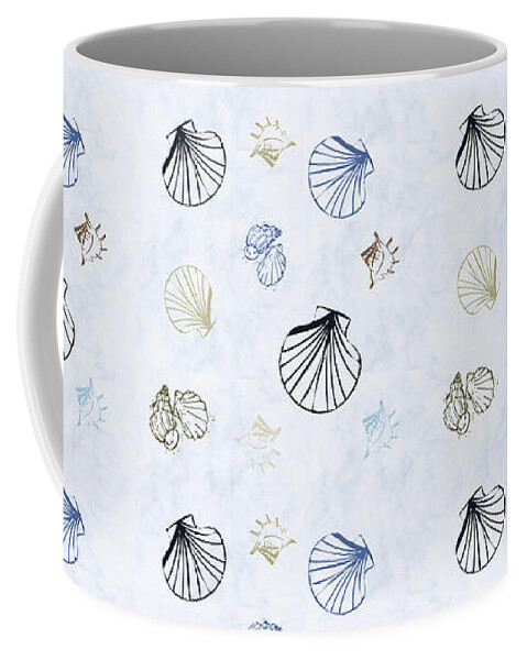 Seashell Coffee Mug featuring the mixed media Seashell Pattern by Christina Rollo