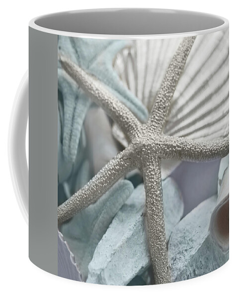 Seashells Coffee Mug featuring the photograph Seashells In Blue II by Sundance B