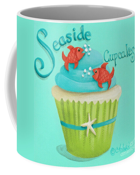 Art Coffee Mug featuring the painting Seaside Cupcakes by Catherine Holman