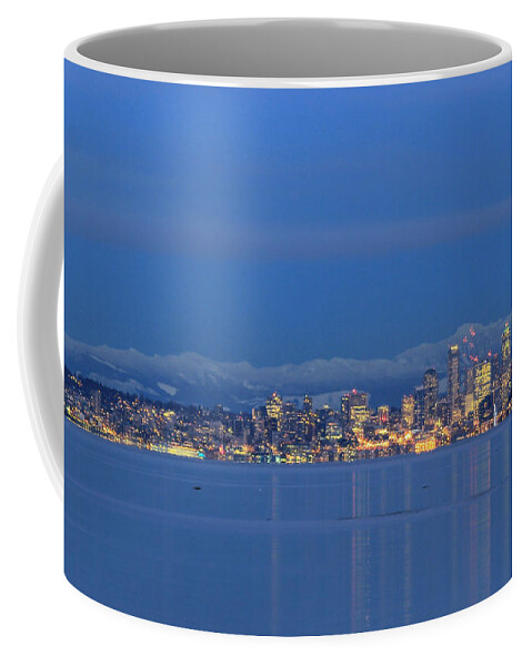 Cascade Mountains Coffee Mug featuring the photograph Seattle Surrounded by Blue by E Faithe Lester