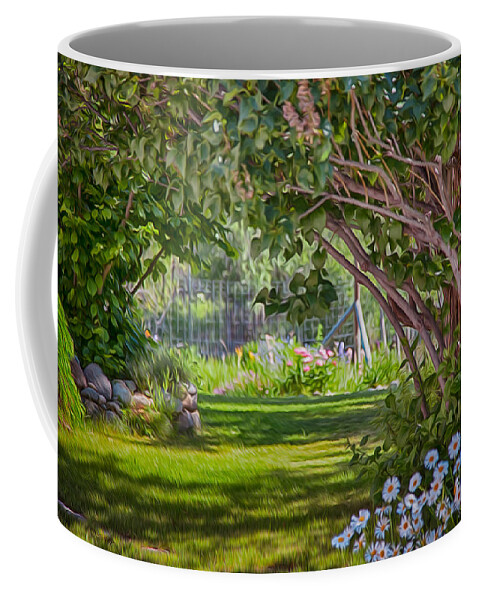 Secret Garden Coffee Mug featuring the painting Secret Garden by Omaste Witkowski