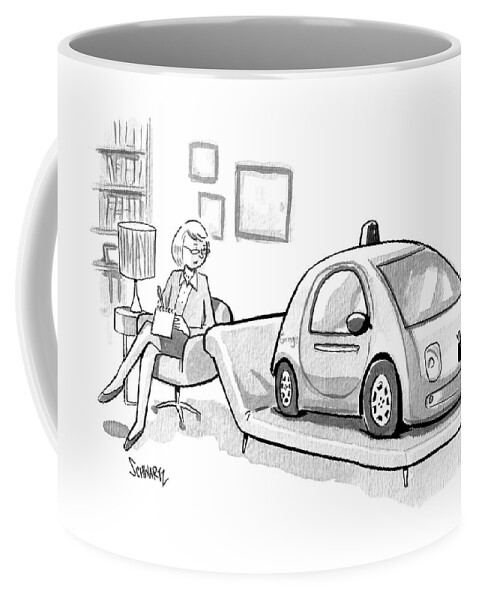 Self Driving Car In Therapist's Office Coffee Mug