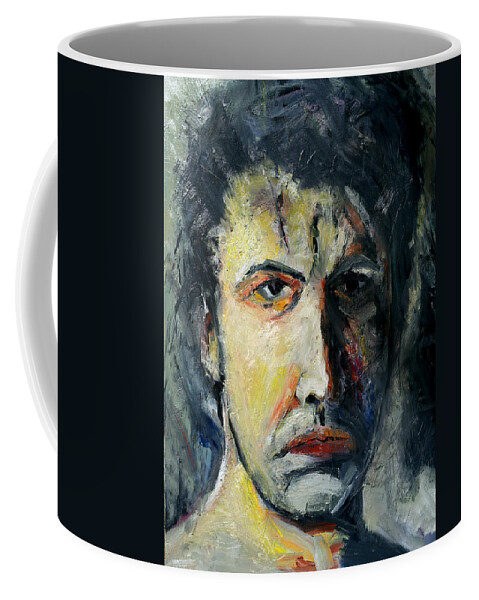 Self Portrait Coffee Mug featuring the painting Self Portrait Gray Green by John Gholson