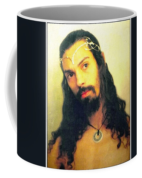 Painting Coffee Mug featuring the mixed media Self Portrait The Elven King Jesus by Shawn Dall