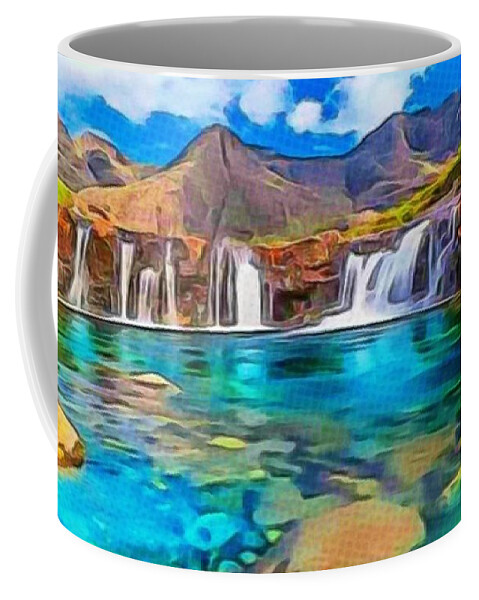 Serene Green Waters Coffee Mug featuring the digital art Serene Green Waters by Catherine Lott