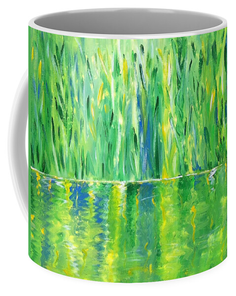 Nature Coffee Mug featuring the painting Serenity In Green by Donna Blackhall