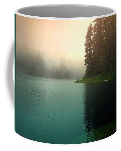 Lake Coffee Mug featuring the photograph Serenity On Blue Lake Foggy Afternoon by Joyce Dickens