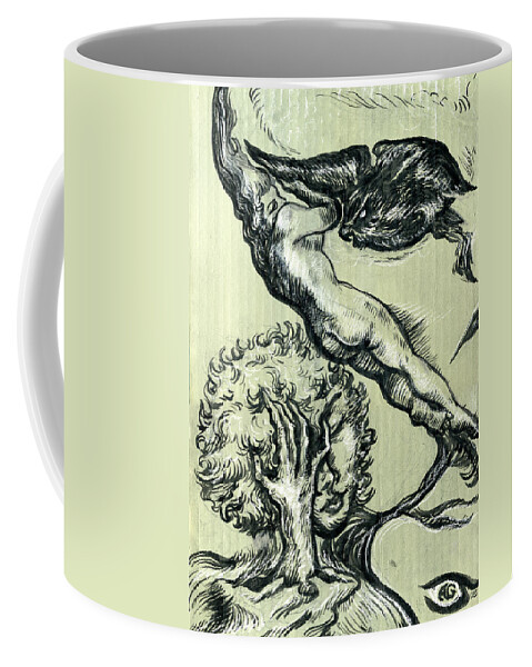Surreal Coffee Mug featuring the mixed media Shades of Grays One by John Ashton Golden