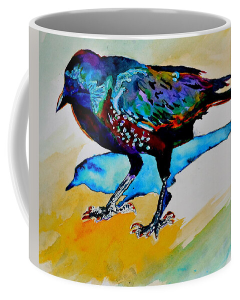 Crow Coffee Mug featuring the painting Shadowland Visitor by Beverley Harper Tinsley
