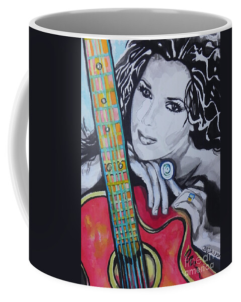 Watercolor Painting Coffee Mug featuring the painting Shania Twain by Chrisann Ellis